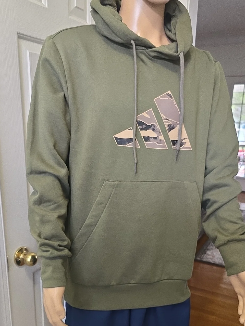 ADIDAS SIGNATURE BRAND MEN'S GREEN & CAMO PULLOVER HOODIE SWEATSHIRT SIZE LARGE